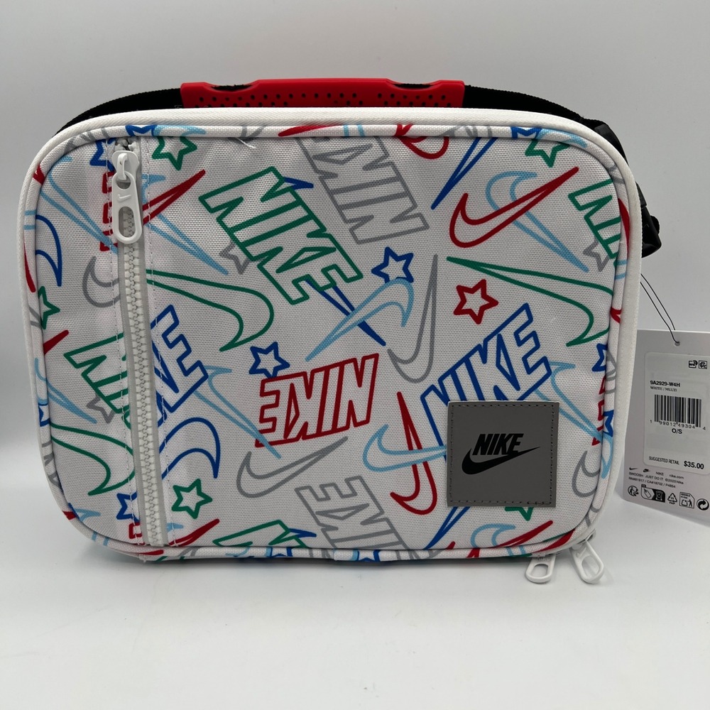 Nike Hard Shell Lunch Box White Multi Logo Print 9A2929-W4H NEW